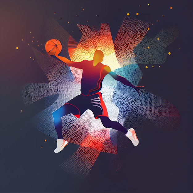 Basketball player illustration character in abstract style