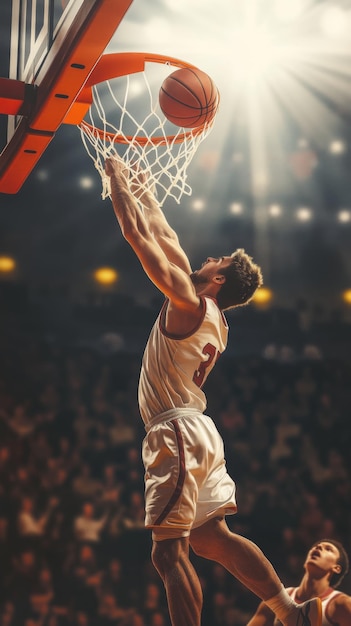 Basketball Player Making a Slam Dunk