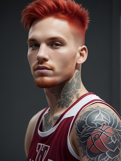 basketball player redhead tattooed