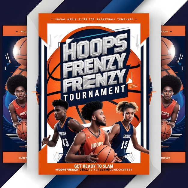 Photo basketball tournament flyer and social media post template