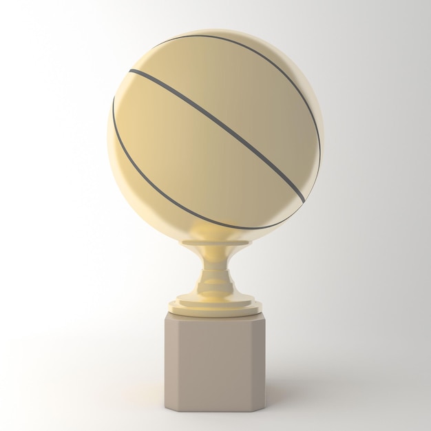 Basketball Trophy Perspective Side In White Background