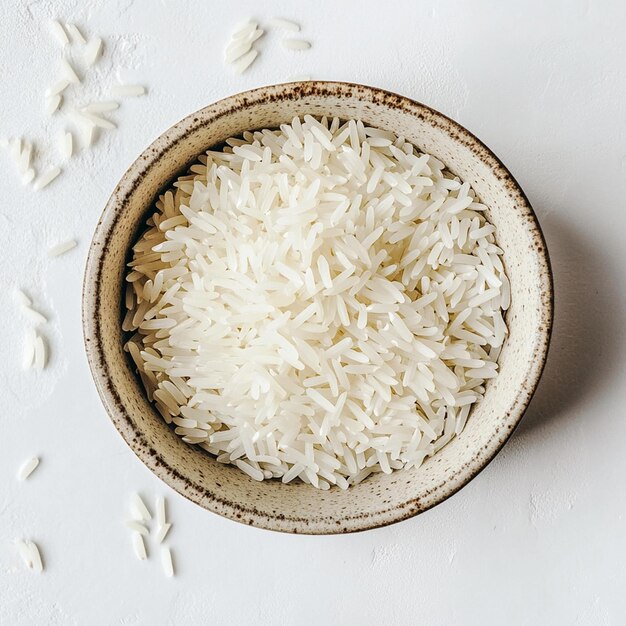 Photo a basmati rice in bowl on white background