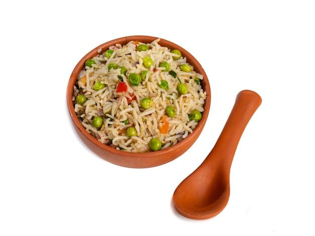 Basmati Rice Pilaf or Pulav with Peas and Vegetables