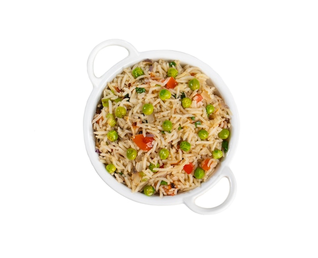 Basmati Rice Pilaf or Pulav with Peas and Vegetables