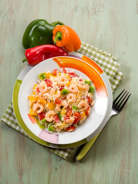 Basmati rice with capsicum and shrimp