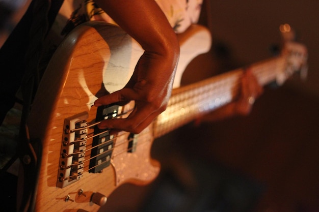 bassist playing on stage