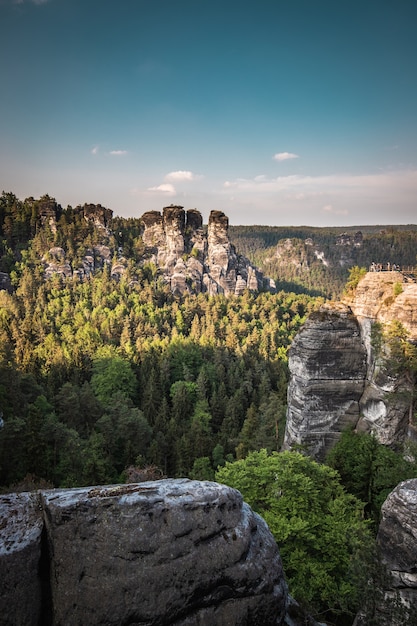 The Bastei in Saxon Switzerland National Park in Dresden, Germany