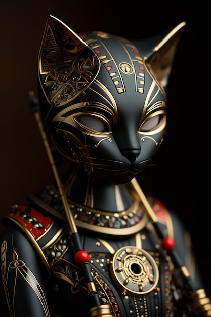 Bastet Egyptian Feline and musical elements in a graceful abstract