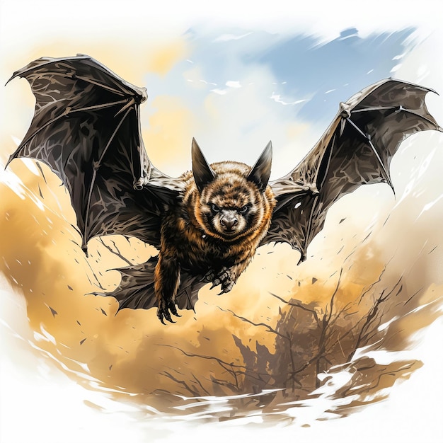 Bat on the background of a watercolor sky generation ai