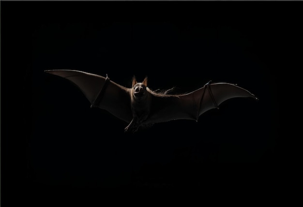 Photo a bat flying in the dark with its wings spread