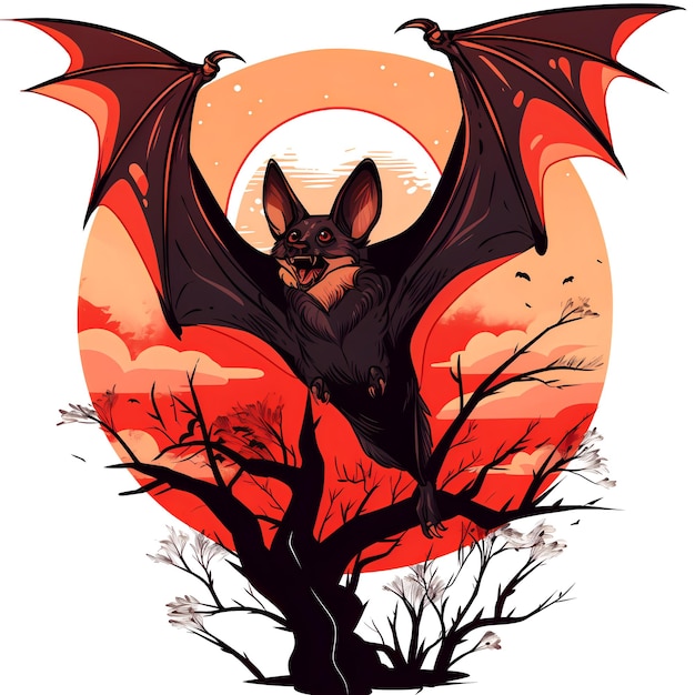 bat illustration on white background