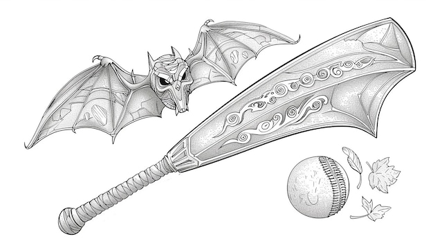 Photo a bat image for children coloring book page with sharp line