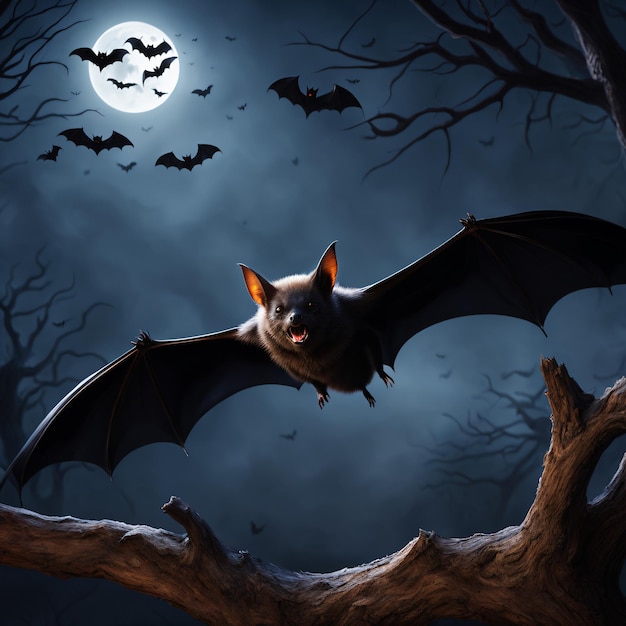 Photo a bat with bats on its face is shown in the dark