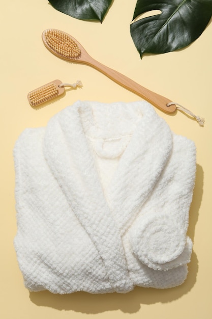 Bath accessories and supplies composition with bathrobe