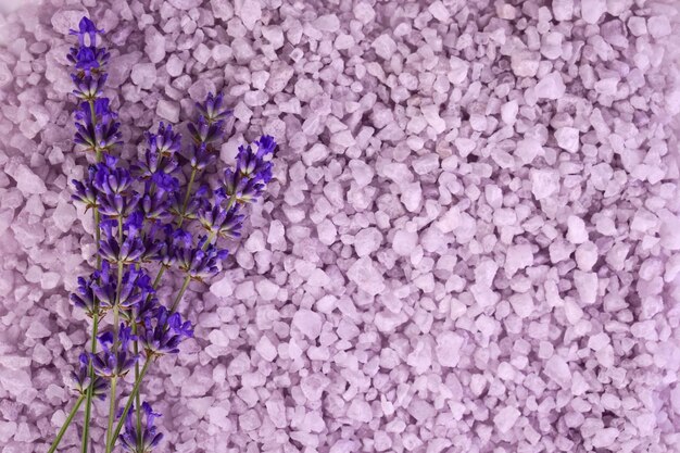 Bath salt with lavender aromaBackgroundCopy space