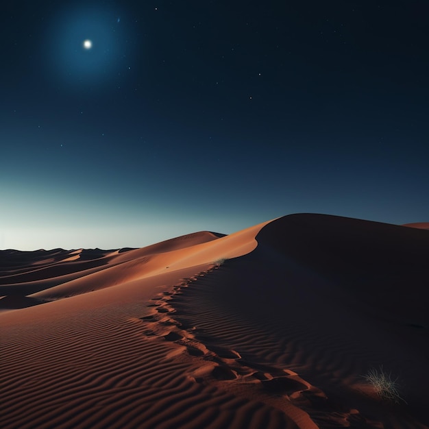 Bathed in the soft luminescence of the moon the desert terrain takes on an otherworldly charm