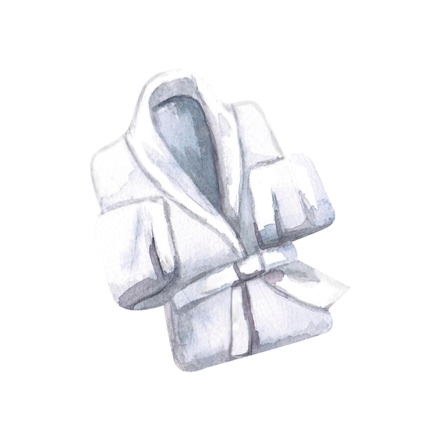 Photo bathrobe in watercolor illustration on a white background hand drawn robe illustration for advertising home textiles invitations spa sauna finnish bath