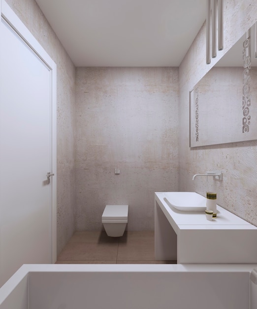 Bathroom contemporary style with concrete walls and textured plaster