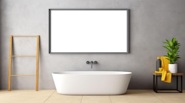 Bathroom design with a bathtub in the center in a minimalist style Generated AI