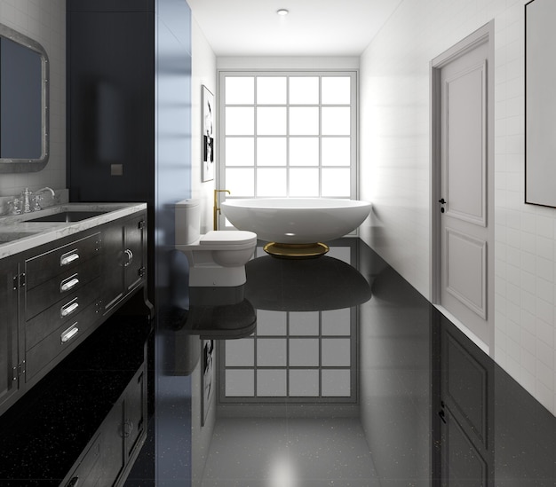 Bathroom interior 3d rendering photo