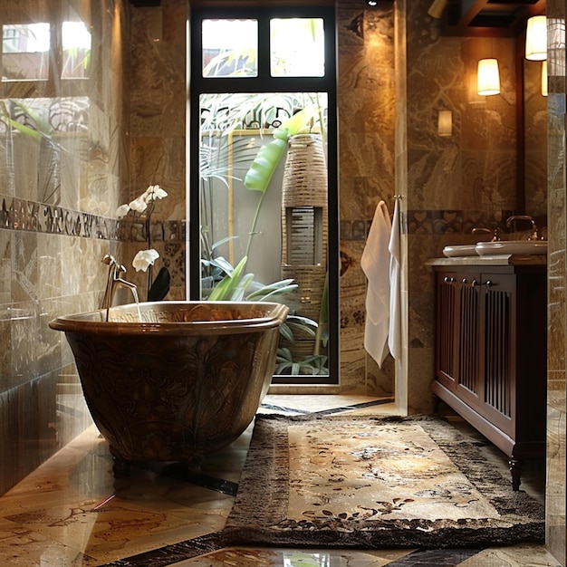 bathroom interior design with batik motifs