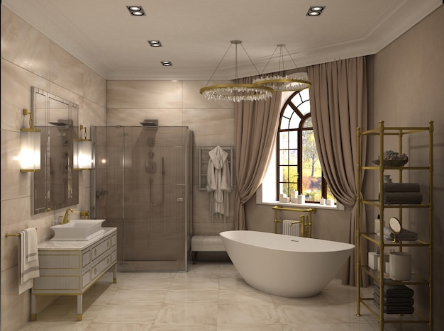 bathroom, interior visualization, 3D illustration