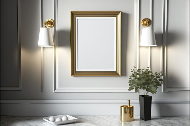 Bathroom luxury blank photoframe at wall Made by AIArtificial intelligence