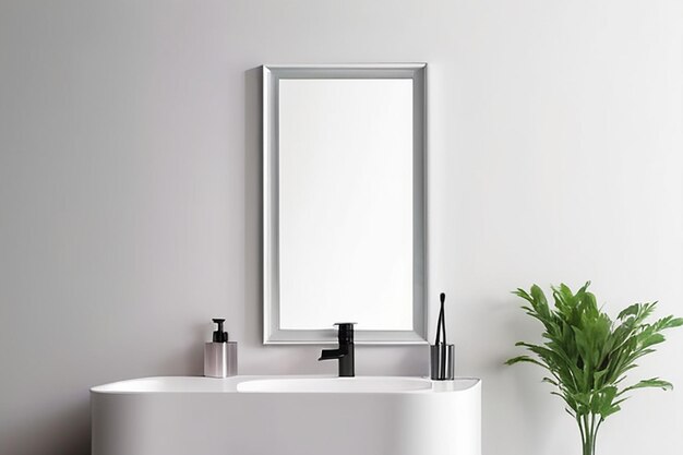 Photo bathroom mirror mockup blank white space design feature