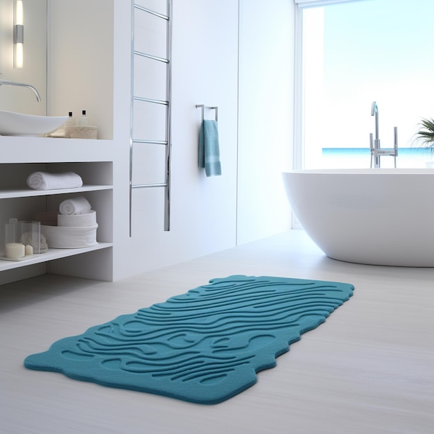 bathroom rug plush and absorbent in a blue