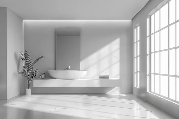 Bathroom with Glass Enclosure and Minimalist Fixtures A minimalist bathroom mockup with a glass shower enclosure and sleek fixtures