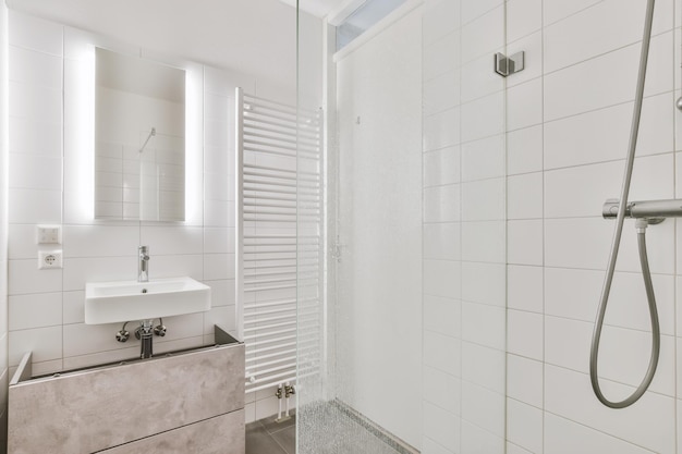 Bathroom with marble walls