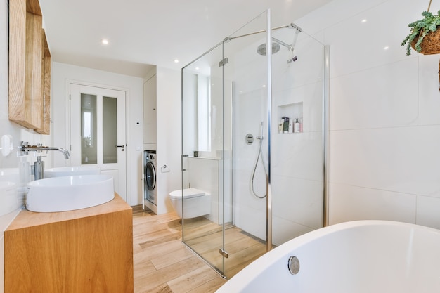 Bathroom with marble walls