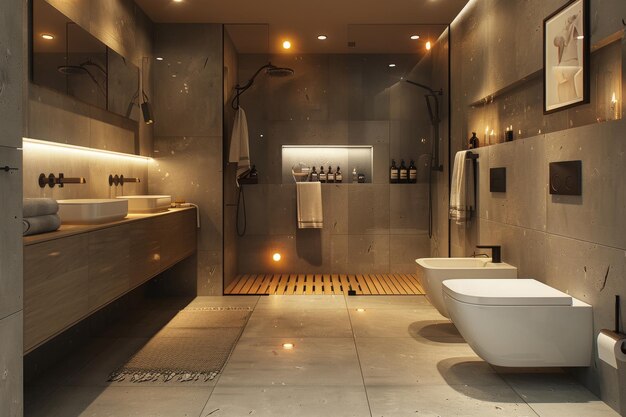 Bathroom with Modern Fixtures and Minimal Decor Modern fixtures clean tiles and minimal accessories Functional and stylish