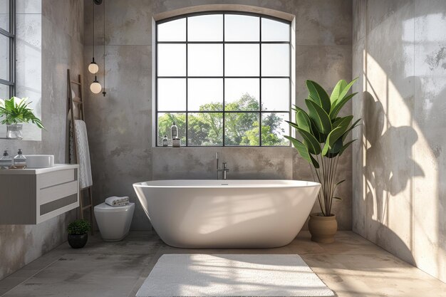 Bathroom with Modern Fixtures and Simple Layout A minimalist bathroom mockup featuring modern fixtures and a simple layout