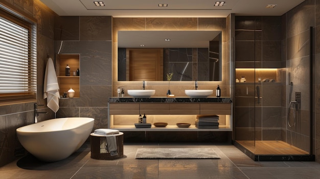 a bathroom with a tub sink and bathtub