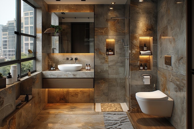 Photo a bathroom with a tub sink and bathtub