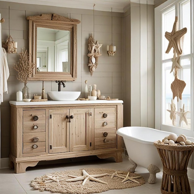 a bathroom with a tub sink and a mirror