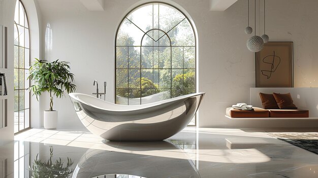 a bathroom with a tub that has a window that says  natural