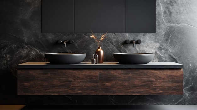 Bathroom With Two Sinks and Mirror Practical and Functional Design