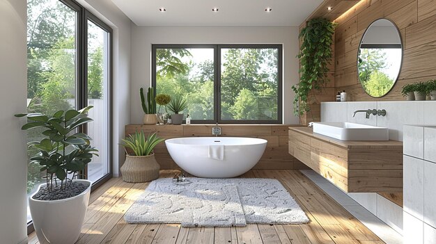 a bathtub in a bathroom with a window that says quot natural quot