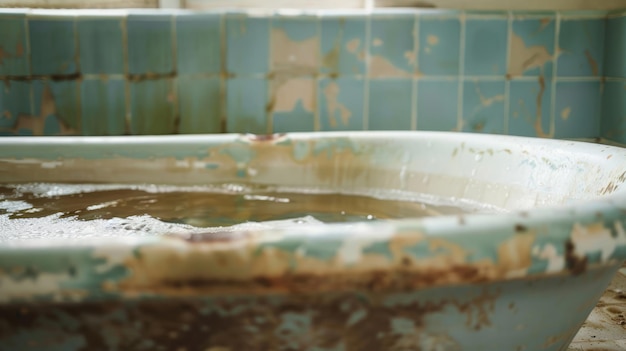 Photo a bathtub filled with dirty water