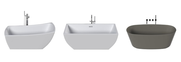 bathtub isolated on a white background 3D illustration and a CG render