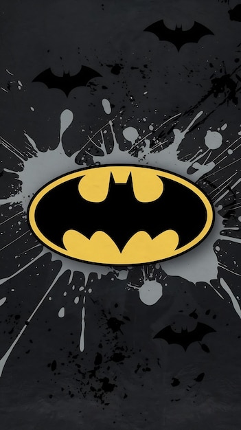 Photo batman logo with splats and bats on a white background