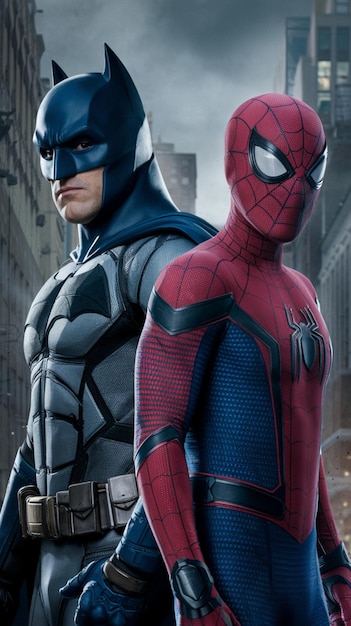 Batman and SpiderMan United in the City