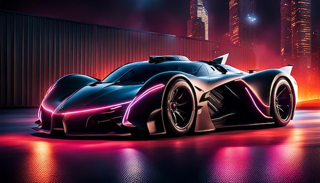 Batmobile car with neon lights