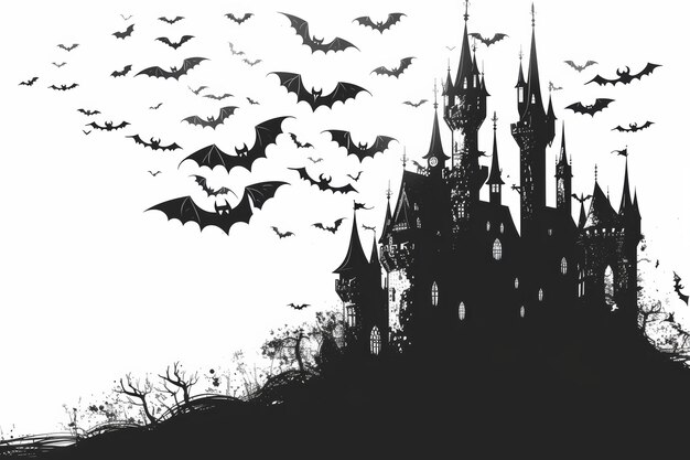 Photo bats swirling around a haunted castle