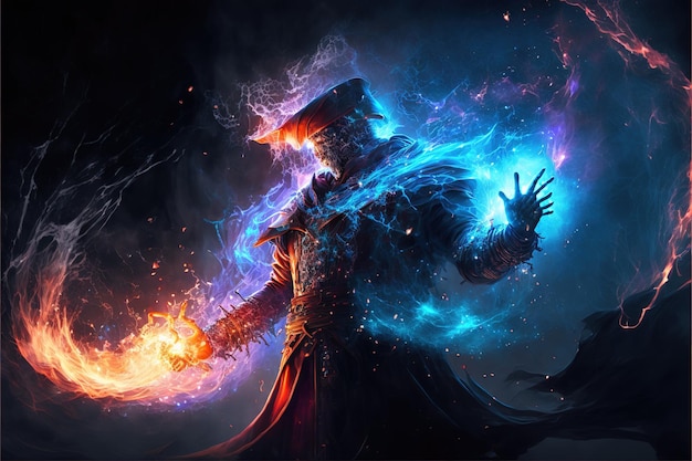 Battlemage in magical fantasy setting for game character design