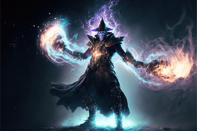 Battlemage in magical fantasy setting for game character design