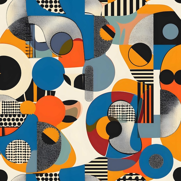 Bauhaus composition artwork made with vector abstract elements lines and bold geometric shapes use