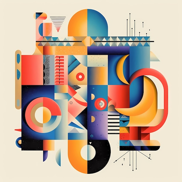 Bauhaus inspired abstract artwork made with design elements and bold geometric shapes for poster cover art presentation prints fabric Generative ai